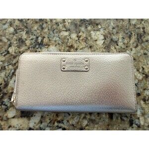 kate spade new york Wellesley Neda Metallic Gold Leather Zip Around Wallet